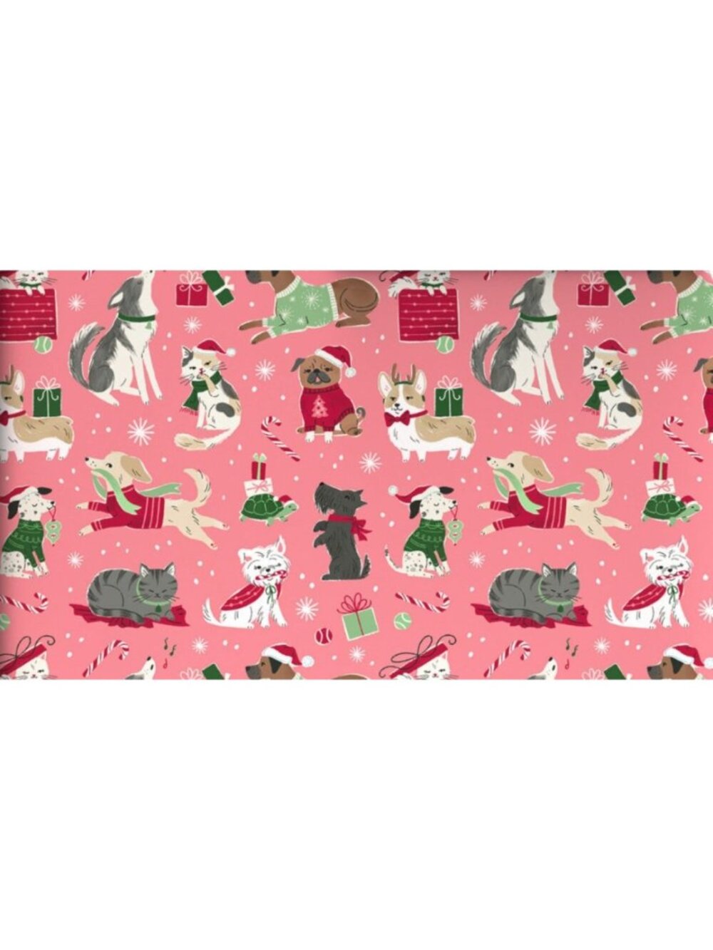 Hallmark Christmas Wrapping Paper Cute Cats and Dogs Pink 35 sq ft Roll Holiday